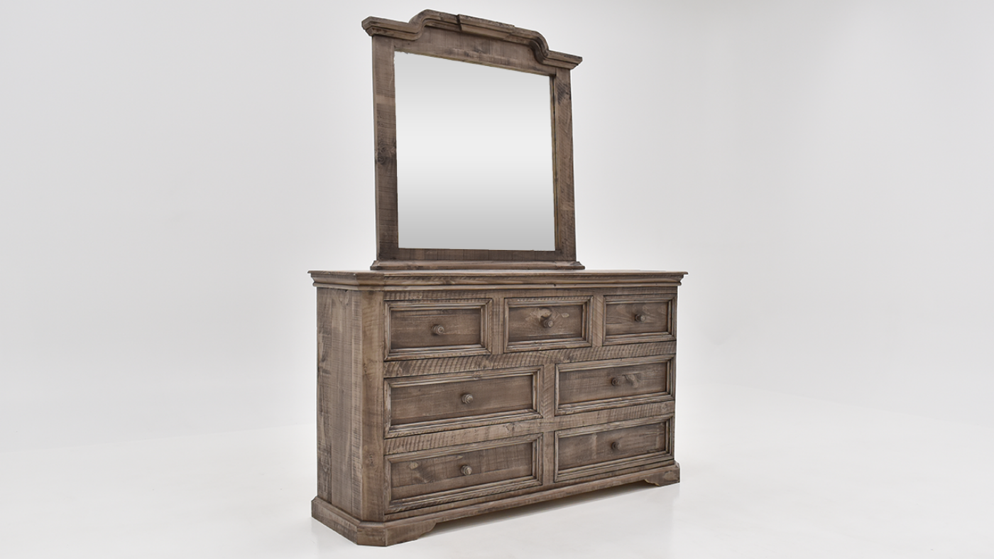 View of the Westgate Dresser and Mirror in Weathered Gray by Vintage Furniture | Home Furniture Plus Bedding
