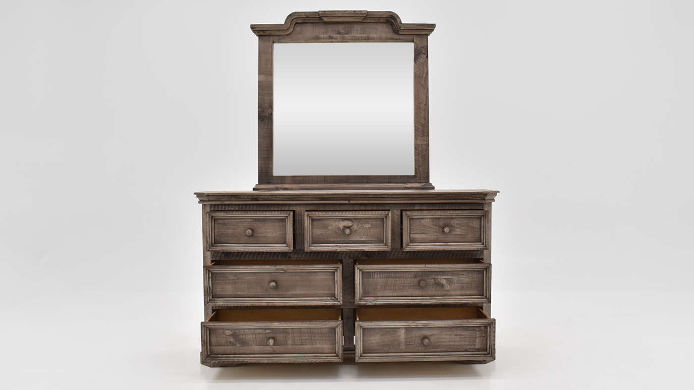 View of the Westgate Dresser and Mirror in Weathered Gray by Vintage Furniture | Home Furniture Plus Bedding