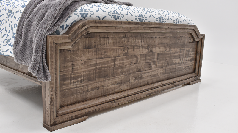 View of the Westgate King Panel Bed in Weathered Gray by Vintage Furniture | Home Furniture Plus Bedding