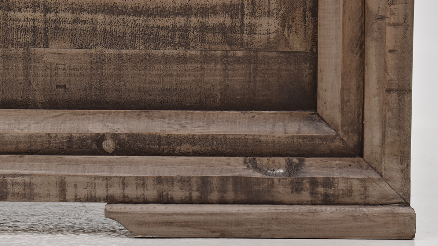 View of the Westgate Queen Panel Bed in Weathered Gray by Vintage Furniture | Home Furniture Plus Bedding
