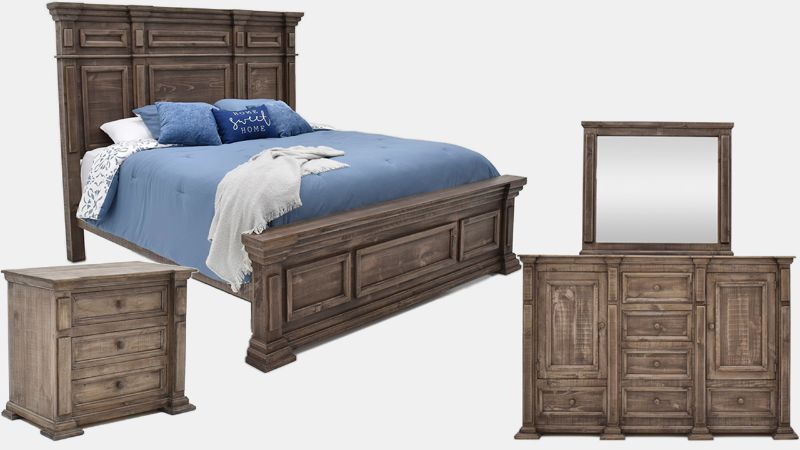 View of the Maverick King Size Bedroom Set in Gray by Vintage | Home Furniture Plus Bedding