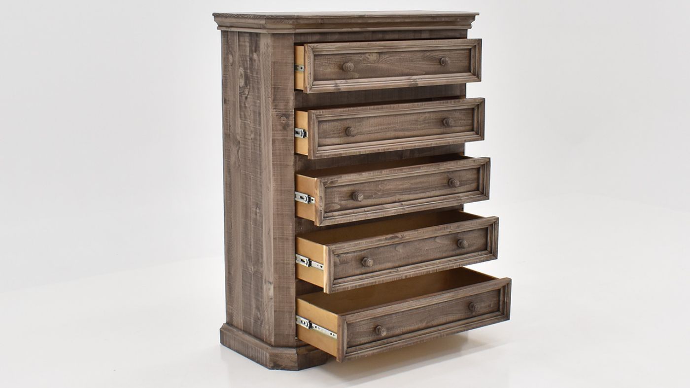 View of the Westgate Chest of Drawers in Weathered Gray by Vintage Furniture | Home Furniture Plus Bedding