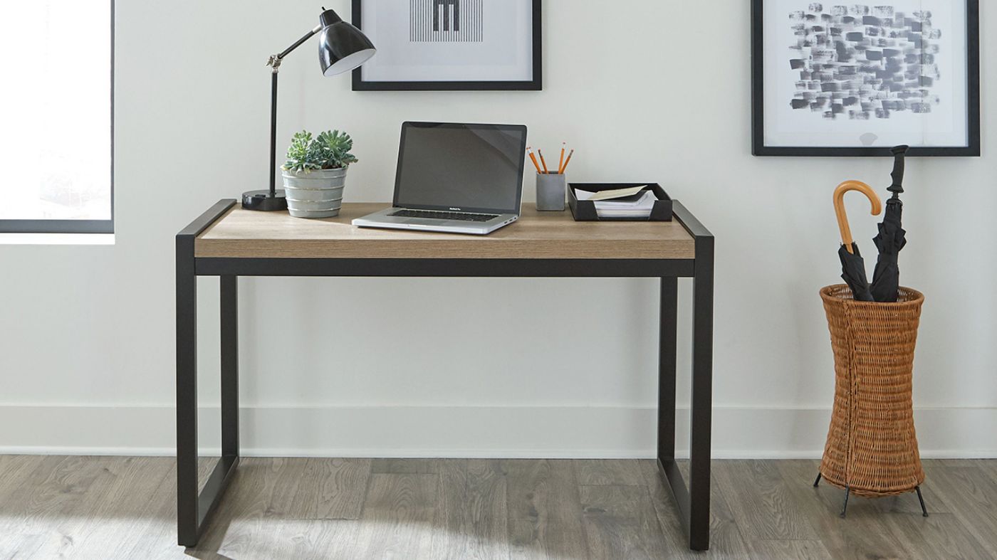 View of the Sun Valley Writing Desk in Light Brown and Black by Liberty Furniture | Home Furniture Plus Bedding