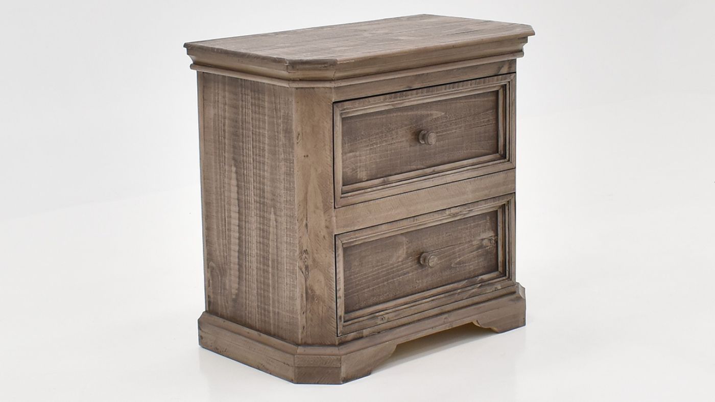 View of the Westgate Queen Size Panel Bedroom Set in Weathered Gray by Vintage Furniture | Home Furniture Plus Bedding