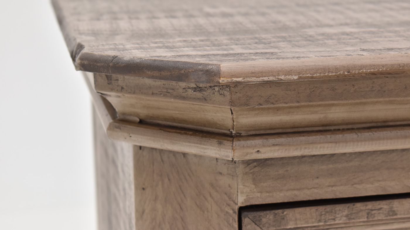 View of the Westgate Queen Size Panel Bedroom Set in Weathered Gray by Vintage Furniture | Home Furniture Plus Bedding