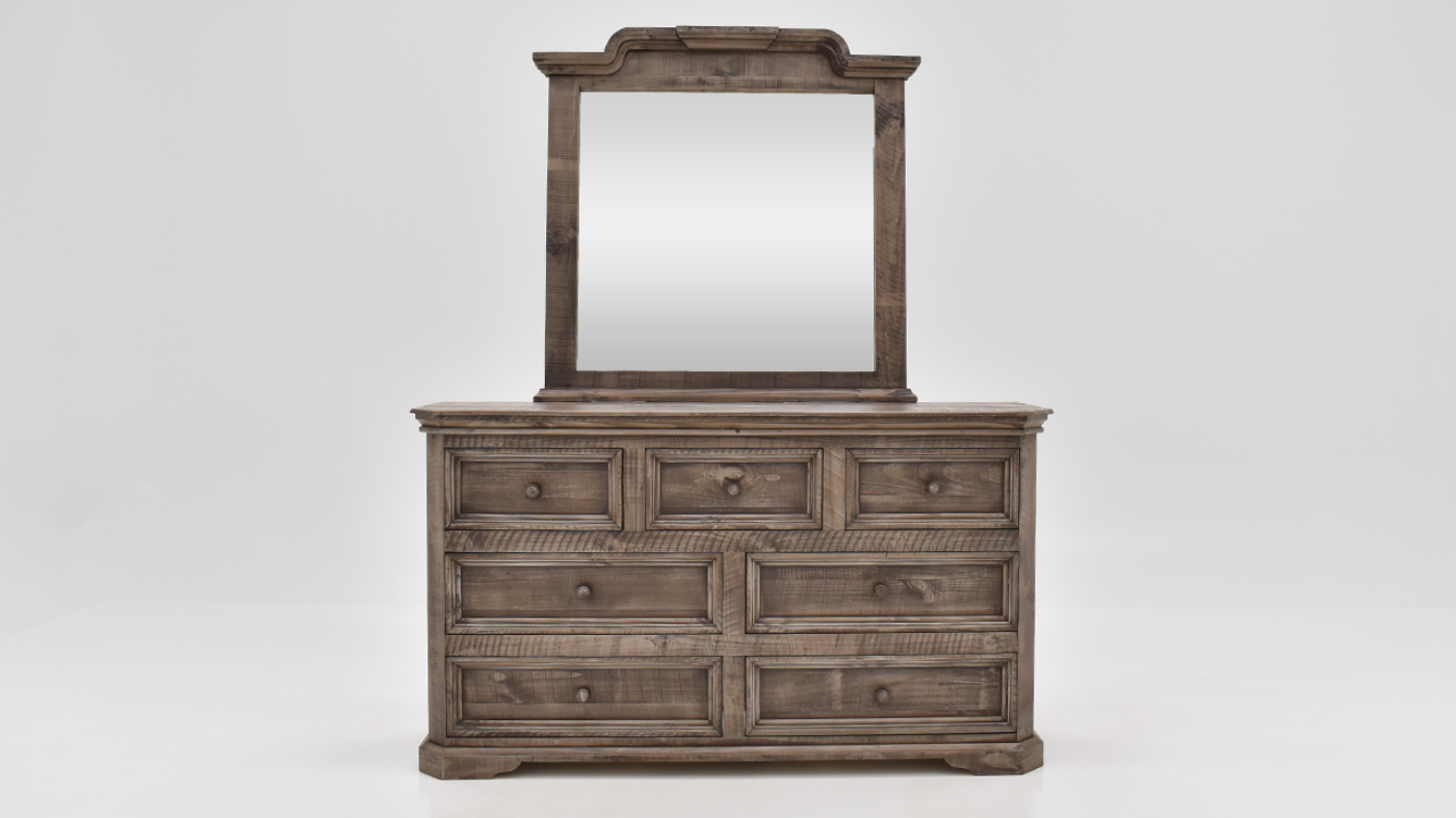 View of the Westgate Queen Size Panel Bedroom Set in Weathered Gray by Vintage Furniture | Home Furniture Plus Bedding
