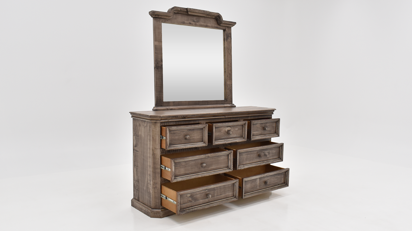 View of the Westgate Queen Size Panel Bedroom Set in Weathered Gray by Vintage Furniture | Home Furniture Plus Bedding