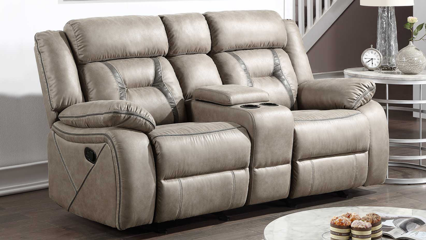View of the Tyson Glider Loveseat in Taupe by Steve Silver | Home Furniture Plus Bedding