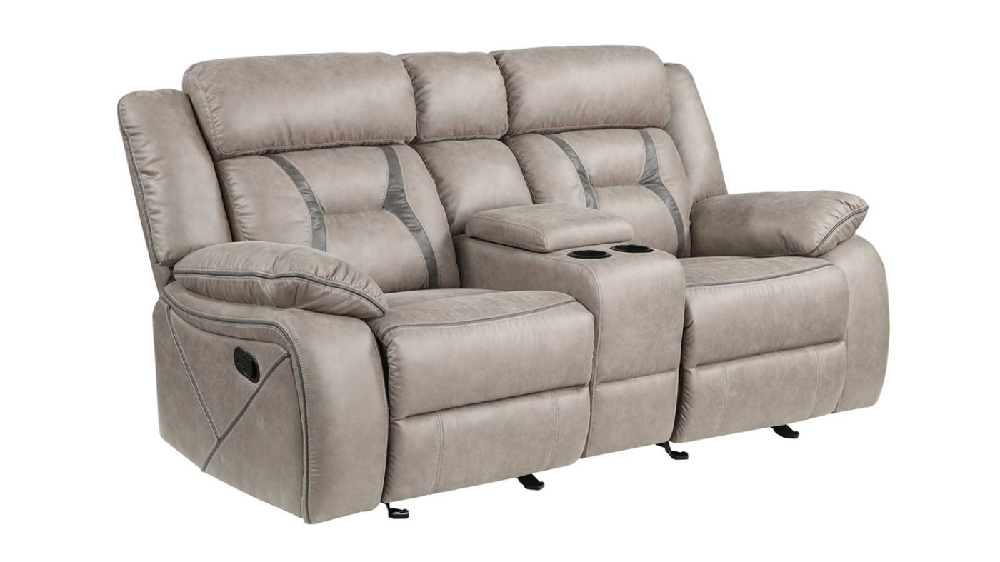 View of the Tyson Glider Loveseat in Taupe by Steve Silver | Home Furniture Plus Bedding