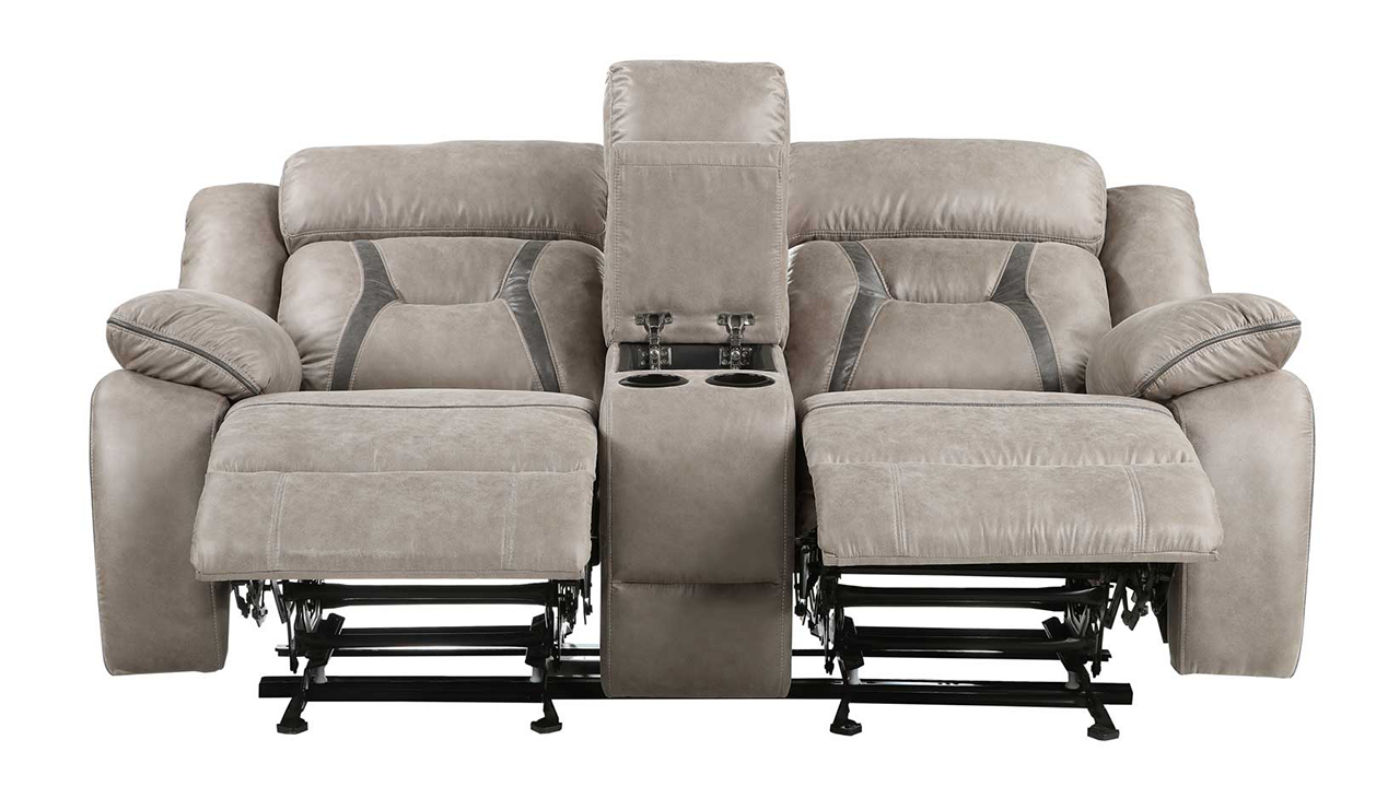 View of the Tyson Glider Loveseat in Taupe by Steve Silver | Home Furniture Plus Bedding