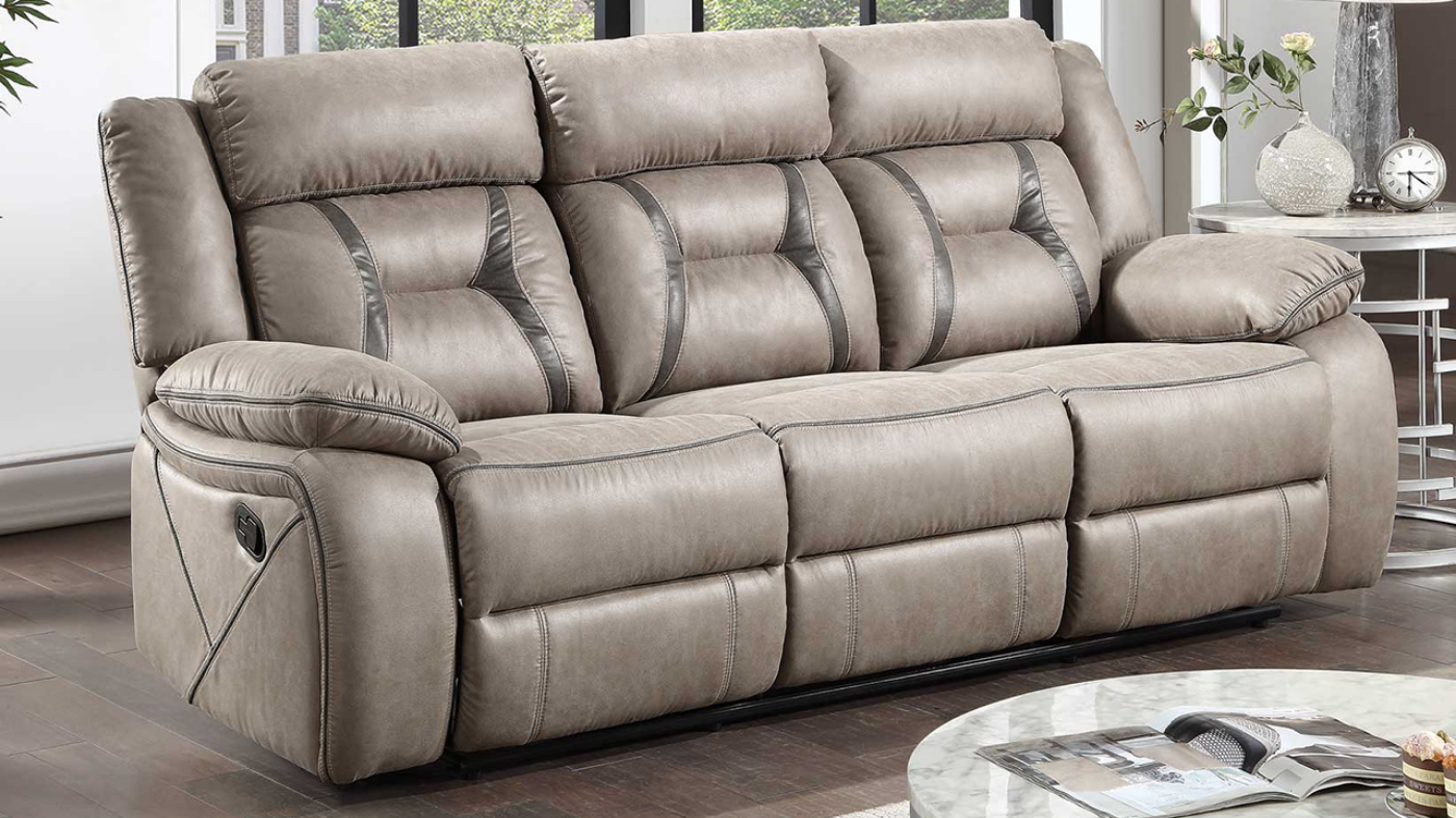 View of the Tyson Reclining Sofa in Taupe by Steve Silver | Home Furniture Plus Bedding