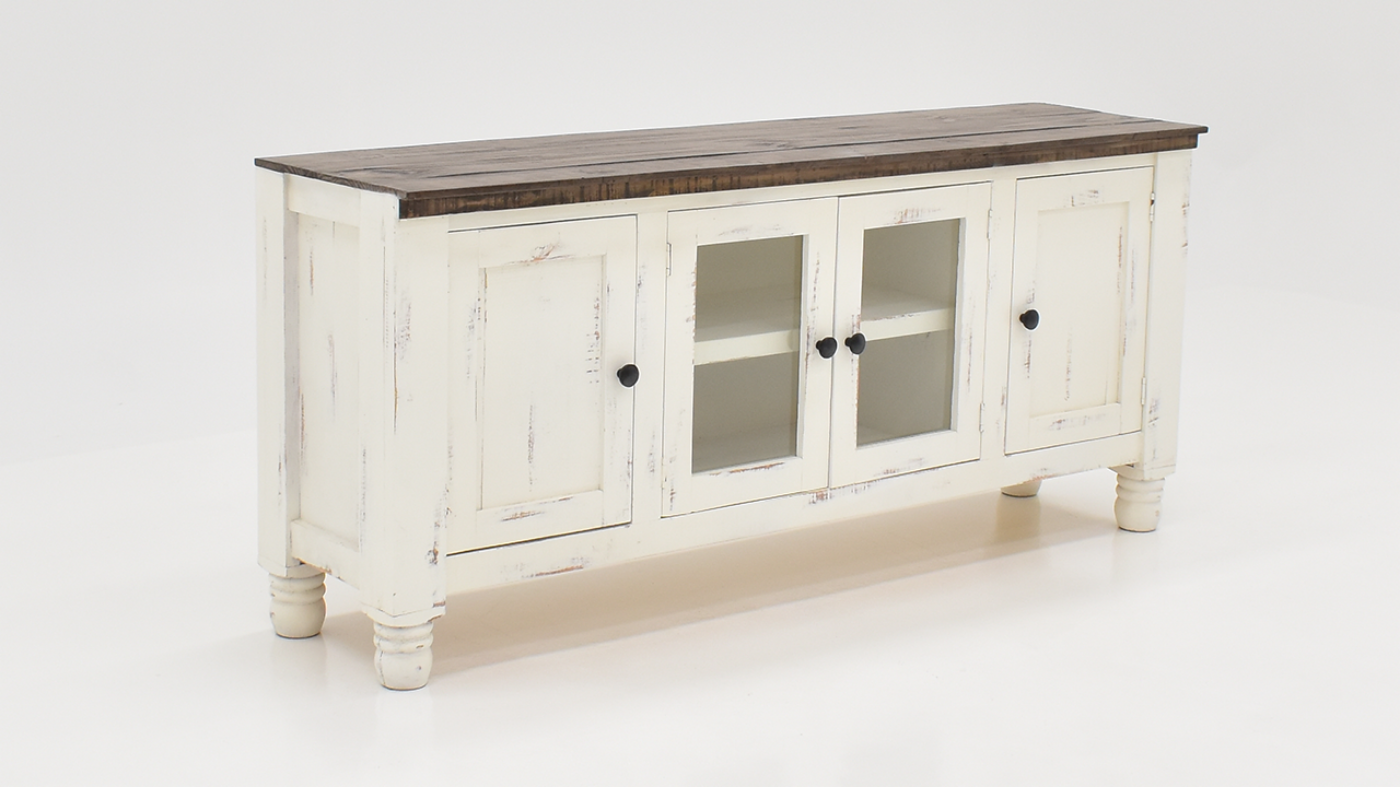 View of the Martha TV Stand in White by Vintage Furniture | Home Furniture Plus Bedding 