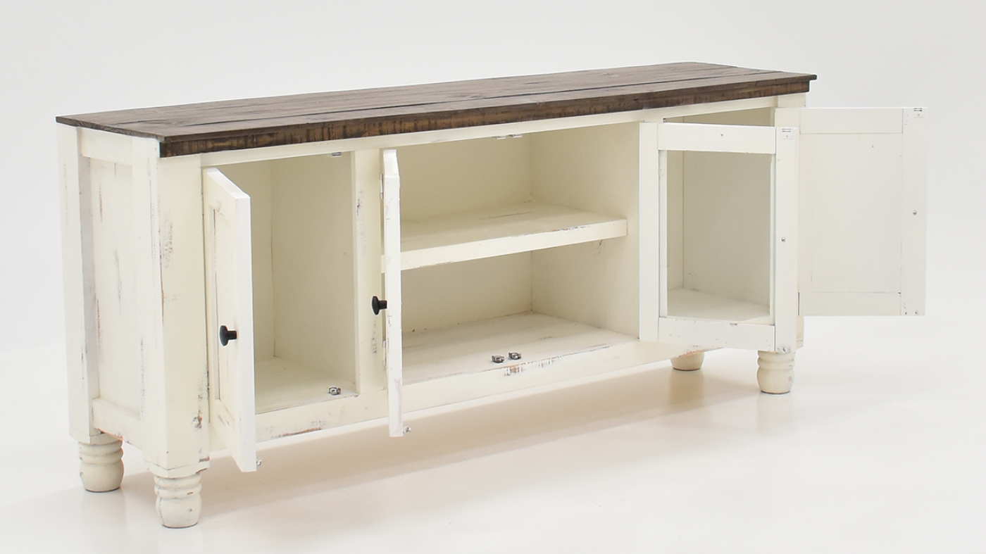 View of the Martha TV Stand in White by Vintage Furniture | Home Furniture Plus Bedding 