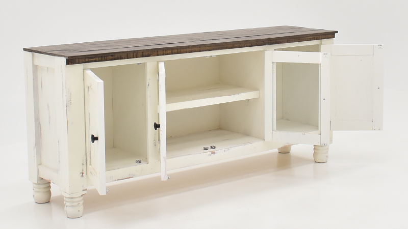 View of the Martha TV Stand in White by Vintage Furniture | Home Furniture Plus Bedding 