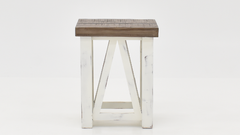 View of the Spencer Chairside Table in Off White with Gray by Vintage Furniture | Home Furniture Plus Bedding