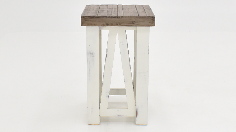 View of the Spencer Chairside Table in Off White with Gray by Vintage Furniture | Home Furniture Plus Bedding