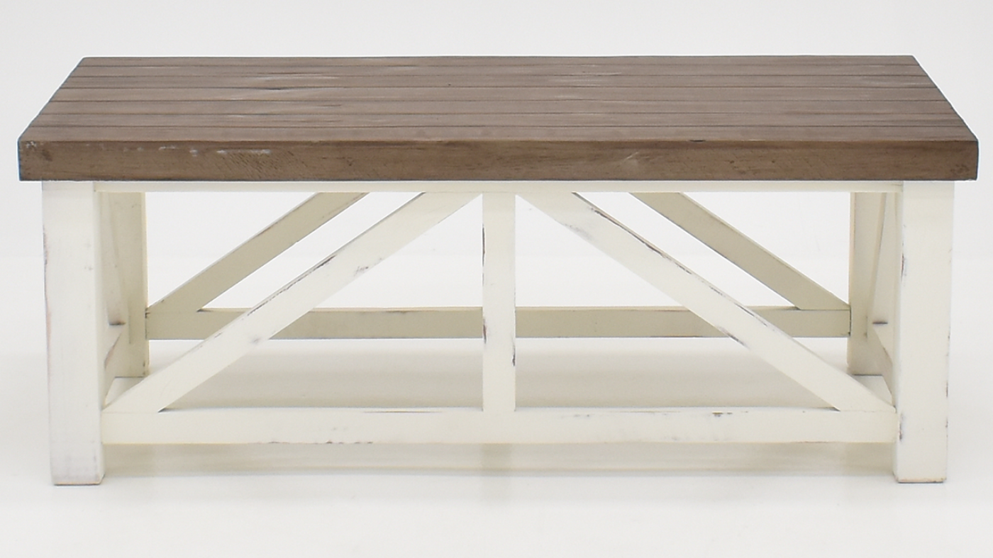 View of the Spencer Coffee Table in Off White with Gray by Vintage Furniture | Home Furniture Plus Bedding