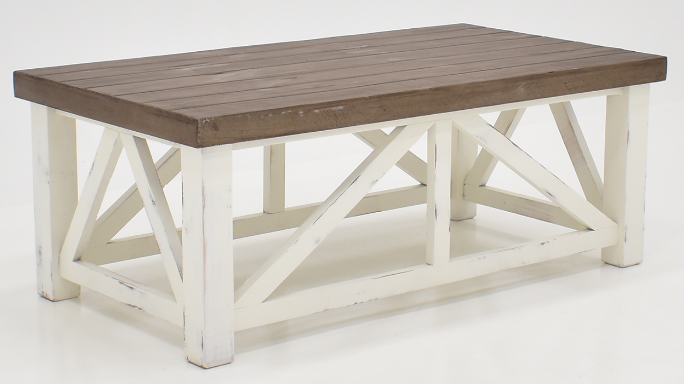View of the Spencer Coffee Table in Off White with Gray by Vintage Furniture | Home Furniture Plus Bedding