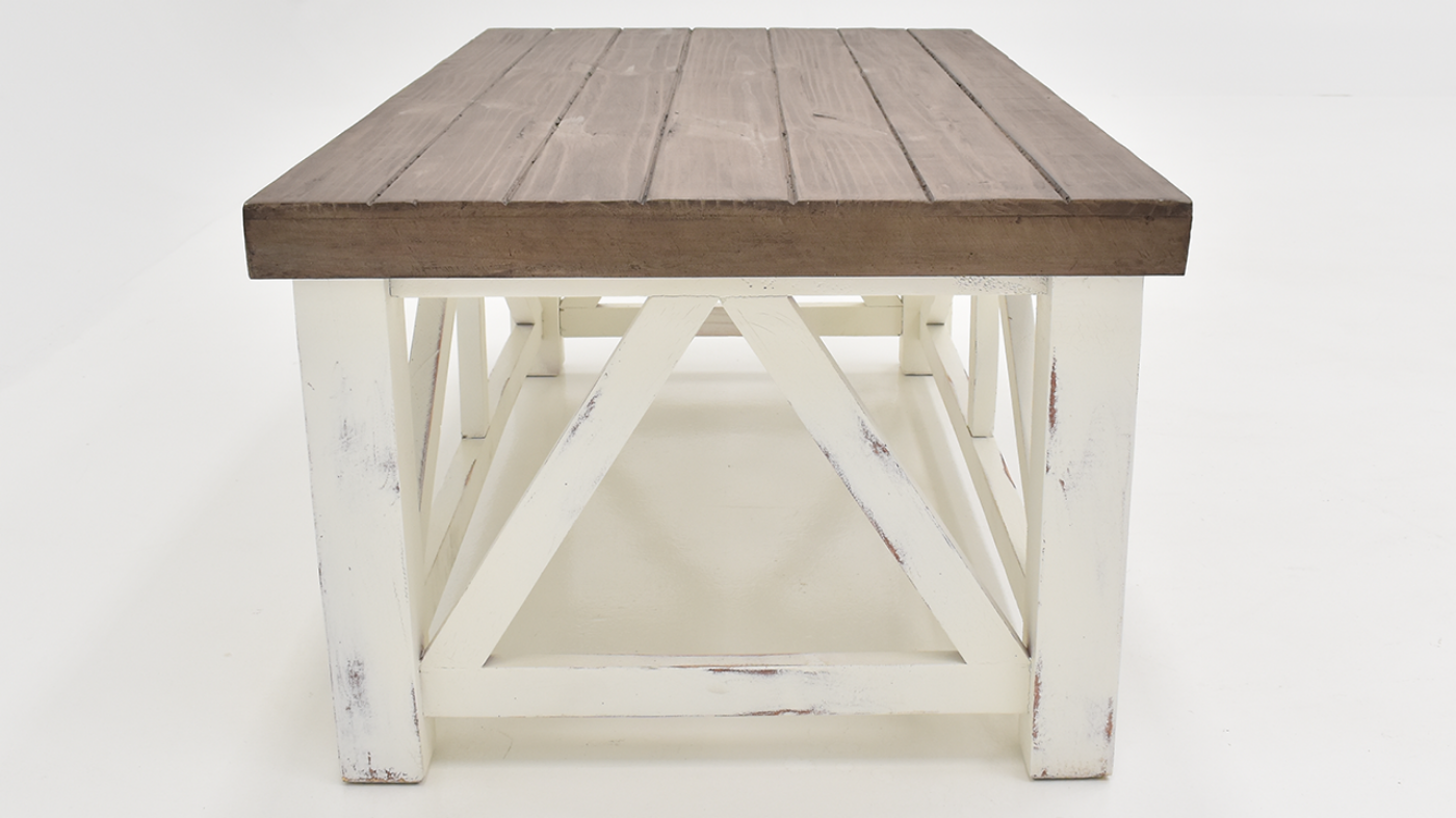 View of the Spencer Coffee Table in Off White with Gray by Vintage Furniture | Home Furniture Plus Bedding