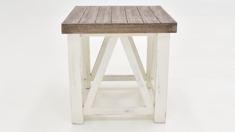 View of the Spencer End Table in Off White with Gray by Vintage Furniture | Home Furniture Plus Bedding