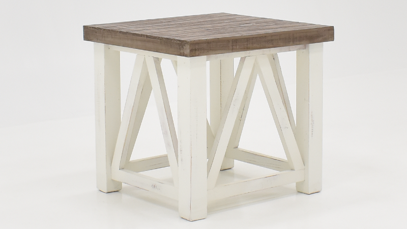 View of the Spencer End Table in Off White with Gray by Vintage Furniture | Home Furniture Plus Bedding