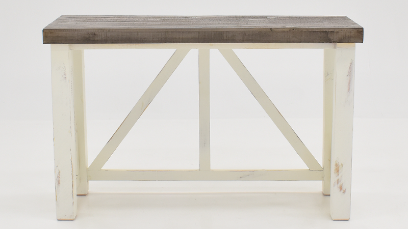 View of the Spencer Sofa Table in Off White with Gray by Vintage Furniture | Home Furniture Plus Bedding