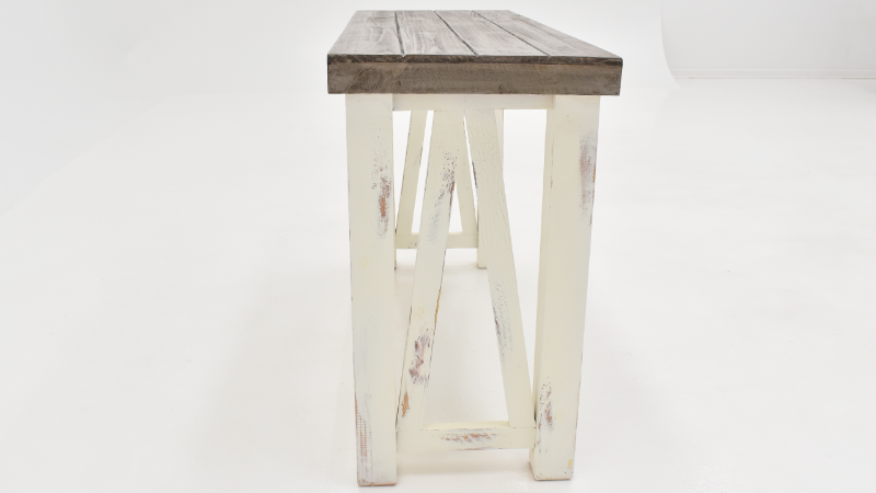 View of the Spencer Sofa Table in Off White with Gray by Vintage Furniture | Home Furniture Plus Bedding