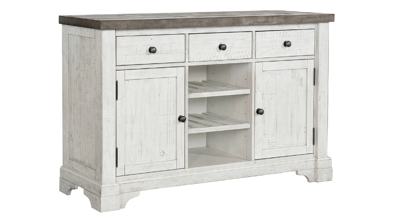 View of the Valley Ridge Dining Server in Off White and Gray by Samuel Lawrence | Home Furniture Plus Bedding