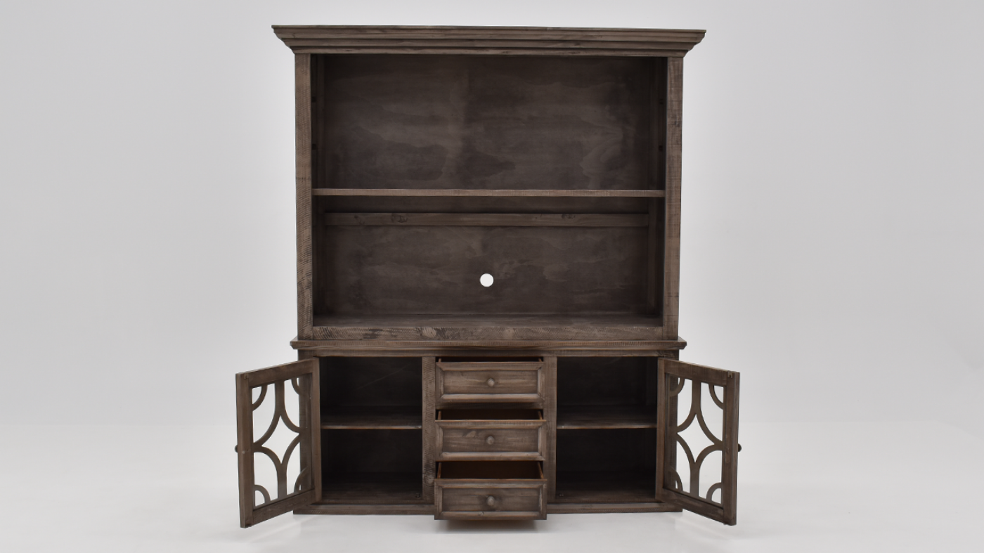 View of the Westgate Entertainment Center in Weathered Gray by Vintage Furniture | Home Furniture Plus Bedding