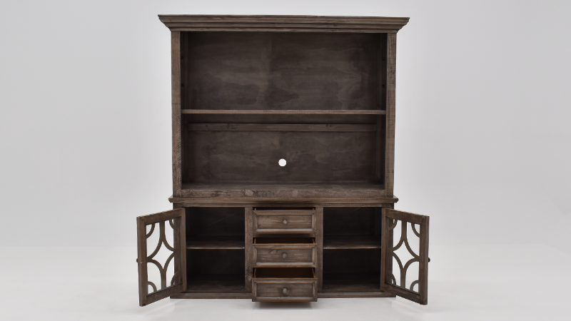 View of the Westgate Entertainment Center in Weathered Gray by Vintage Furniture | Home Furniture Plus Bedding