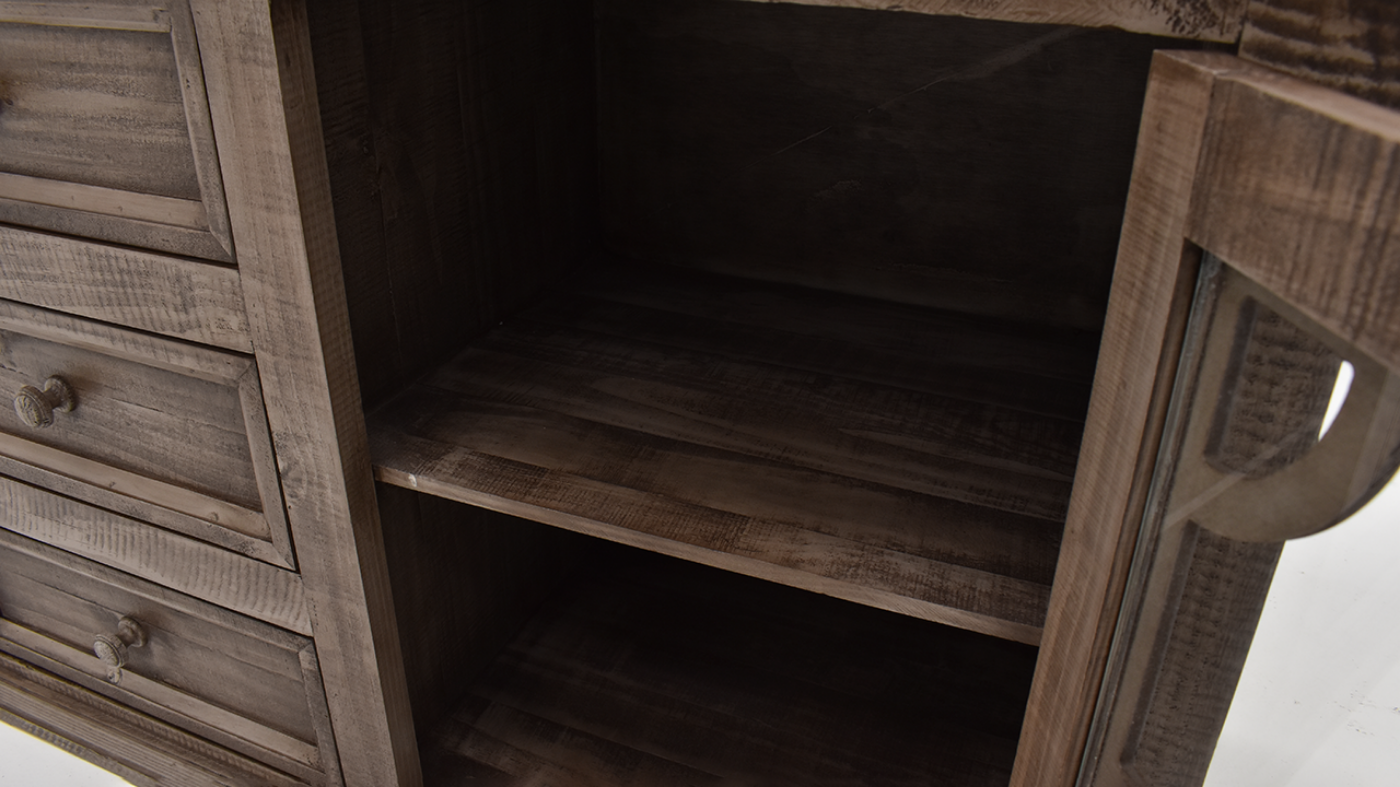View of the Westgate TV Stand Cabinet in Weathered Gray by Vintage Furniture | Home Furniture Plus Bedding
