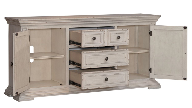 View of the Big Valley 76 Inch TV Stand in White by Liberty Furniture | Home Furniture Plus Bedding