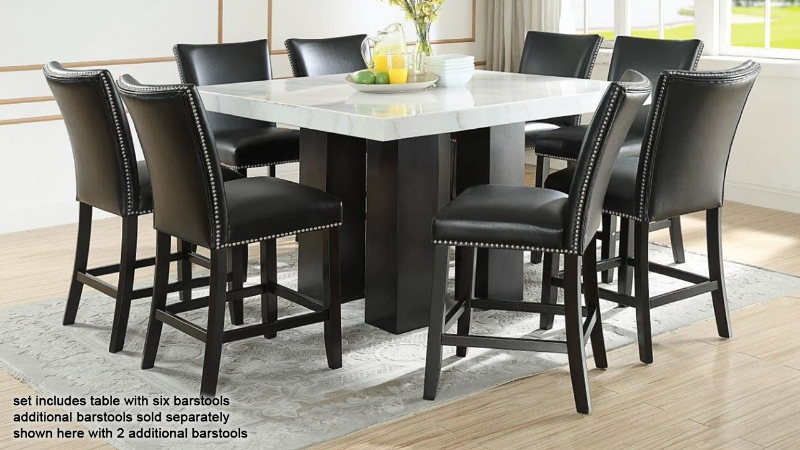 View of the Camila 7-Piece Counter Height Table Set in Black by Steve Silver | Home Furniture Plus Bedding