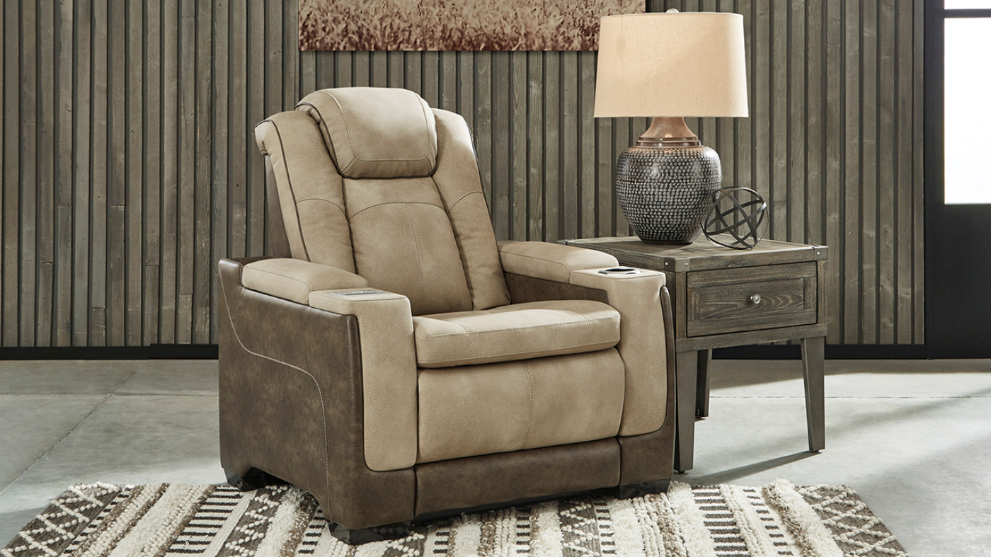 View of the Next-Gen POWER Recliner in Tan by Ashley | Home Furniture Plus Bedding