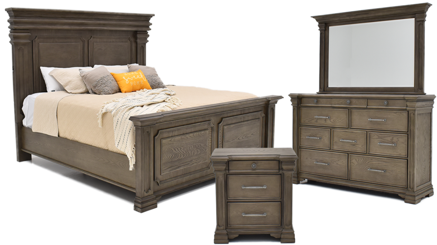 View of the Kings Court Queen Panel Bed Set by Elements International | Home Furniture Plus Bedding