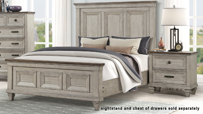 View of the Mariana King Panel Bed in Off White by New Classic Home Furnishings | Home Furniture Plus Bedding