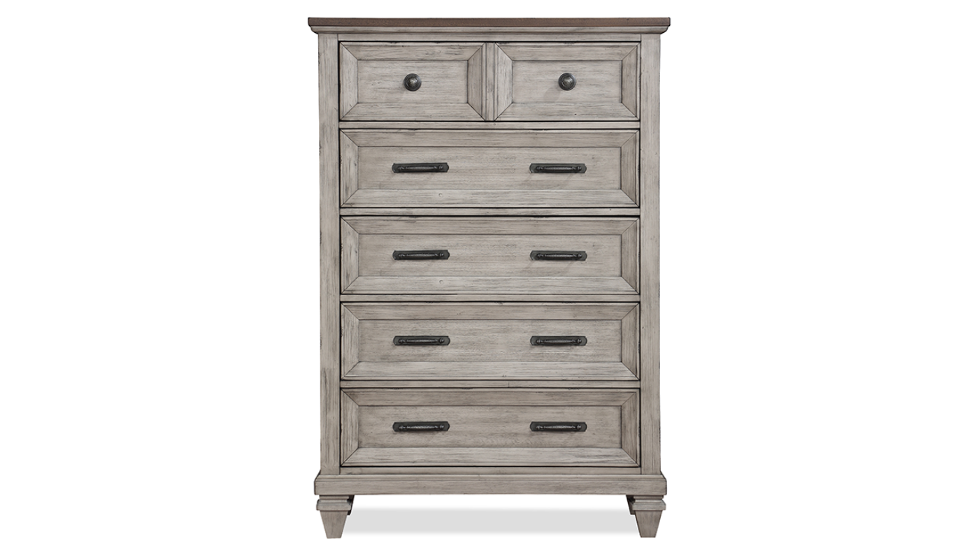 View of the Mariana Chest of Drawers in Off White by New Classic Home Furnishings | Home Furniture Plus Bedding