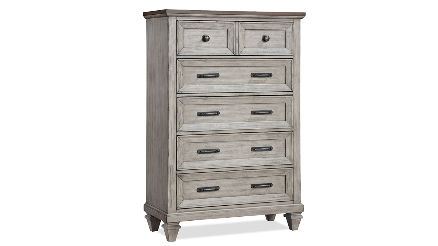 View of the Mariana Chest of Drawers in Off White by New Classic Home Furnishings | Home Furniture Plus Bedding