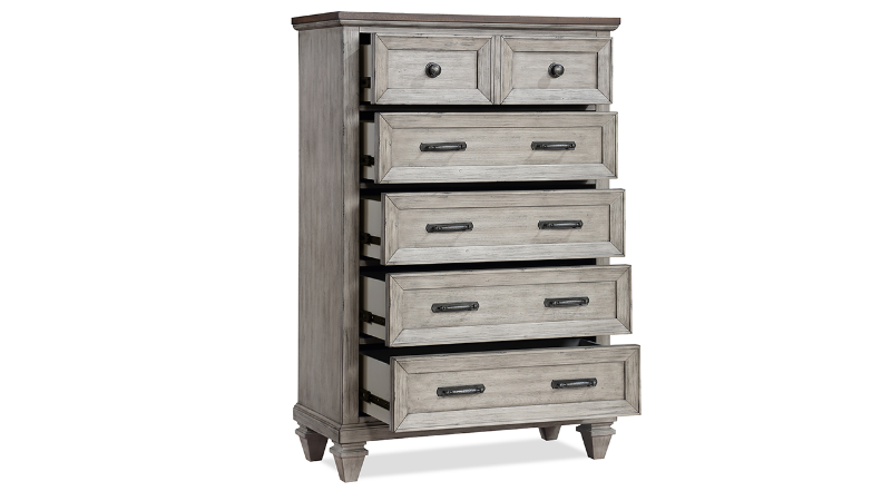 View of the Mariana Chest of Drawers in Off White by New Classic Home Furnishings | Home Furniture Plus Bedding