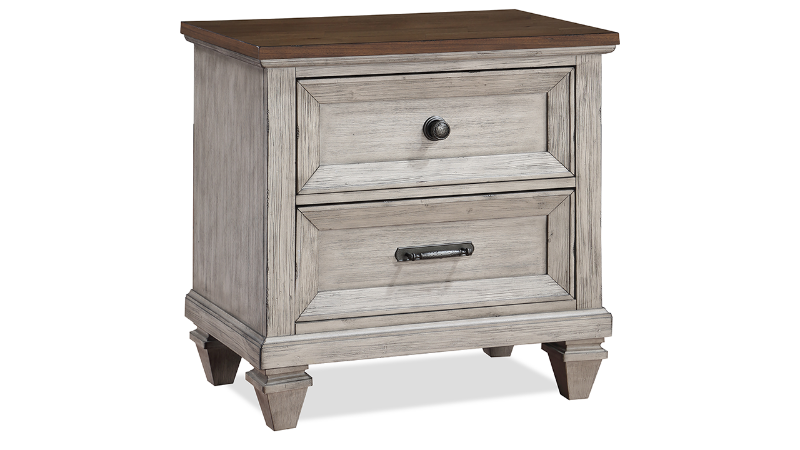 View of the Mariana Nightstand in Off White by New Classic Home Furnishings | Home Furniture Plus Bedding