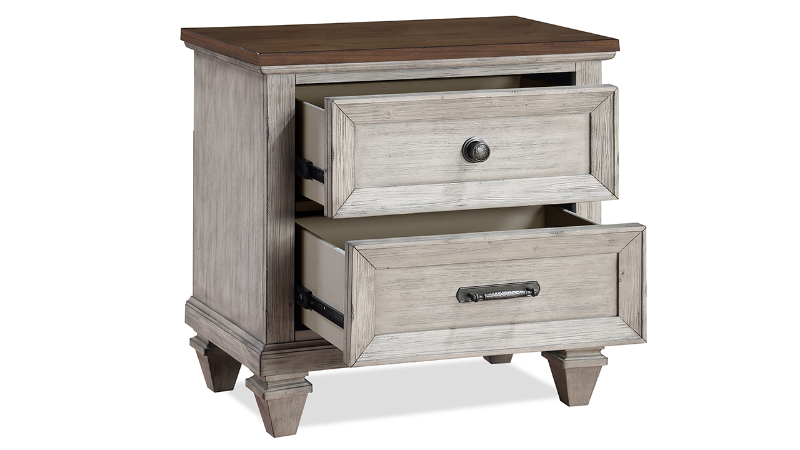 View of the Mariana Nightstand in Off White by New Classic Home Furnishings | Home Furniture Plus Bedding