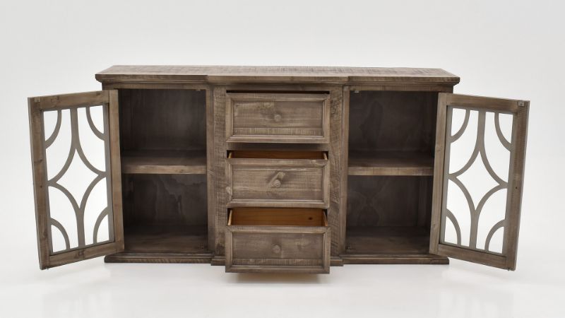 View of the Westgate Buffet Cabinet in Gray by Vintage Furniture | Home Furniture Plus Bedding