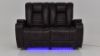 View of the Milan POWER Reclining Loveseat with Lights in Brown by Man Wah  | Home Furniture Plus Bedding
