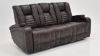View of the Milan POWER Reclining Sofa with Lights in Brown by Man Wah | Home Furniture Plus Bedding