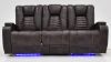 View of the Milan POWER Reclining Sofa with Lights in Brown by Man Wah | Home Furniture Plus Bedding