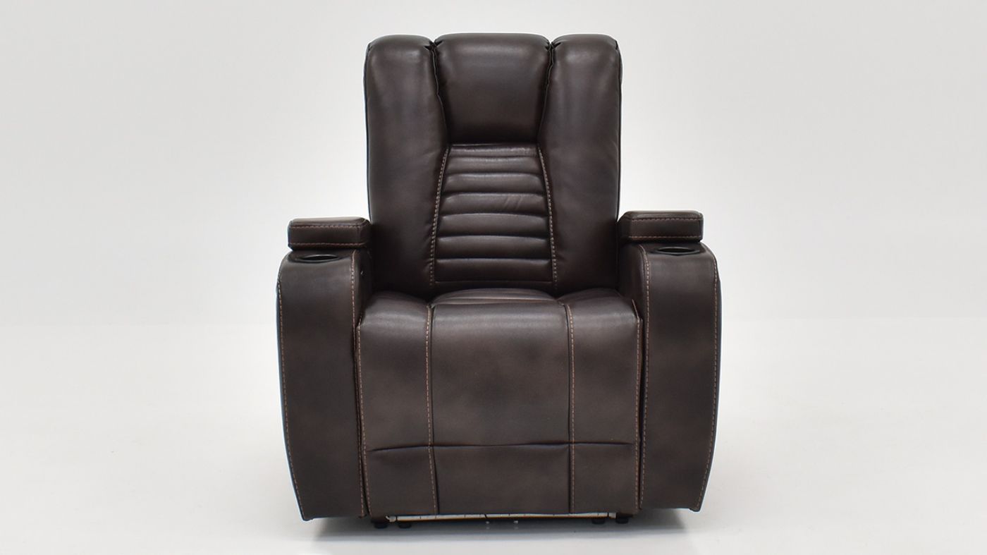 View of the Milan POWER Recliner with Lights in Brown by Man Wah | Home Furniture Plus Bedding