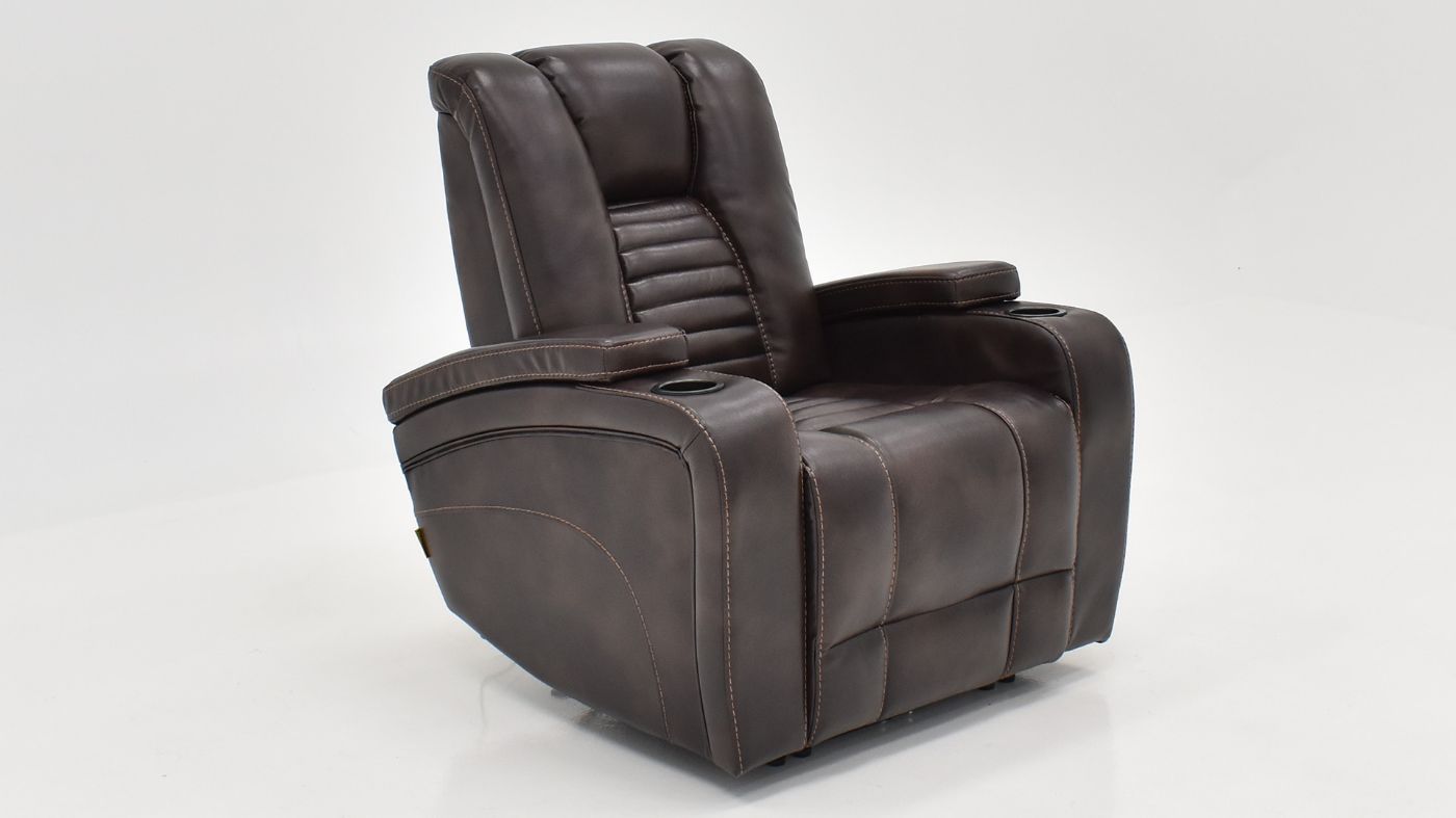 View of the Milan POWER Recliner with Lights in Brown by Man Wah | Home Furniture Plus Bedding