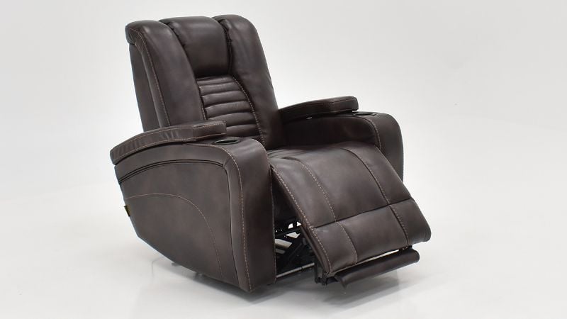 View of the Milan POWER Recliner with Lights in Brown by Man Wah | Home Furniture Plus Bedding