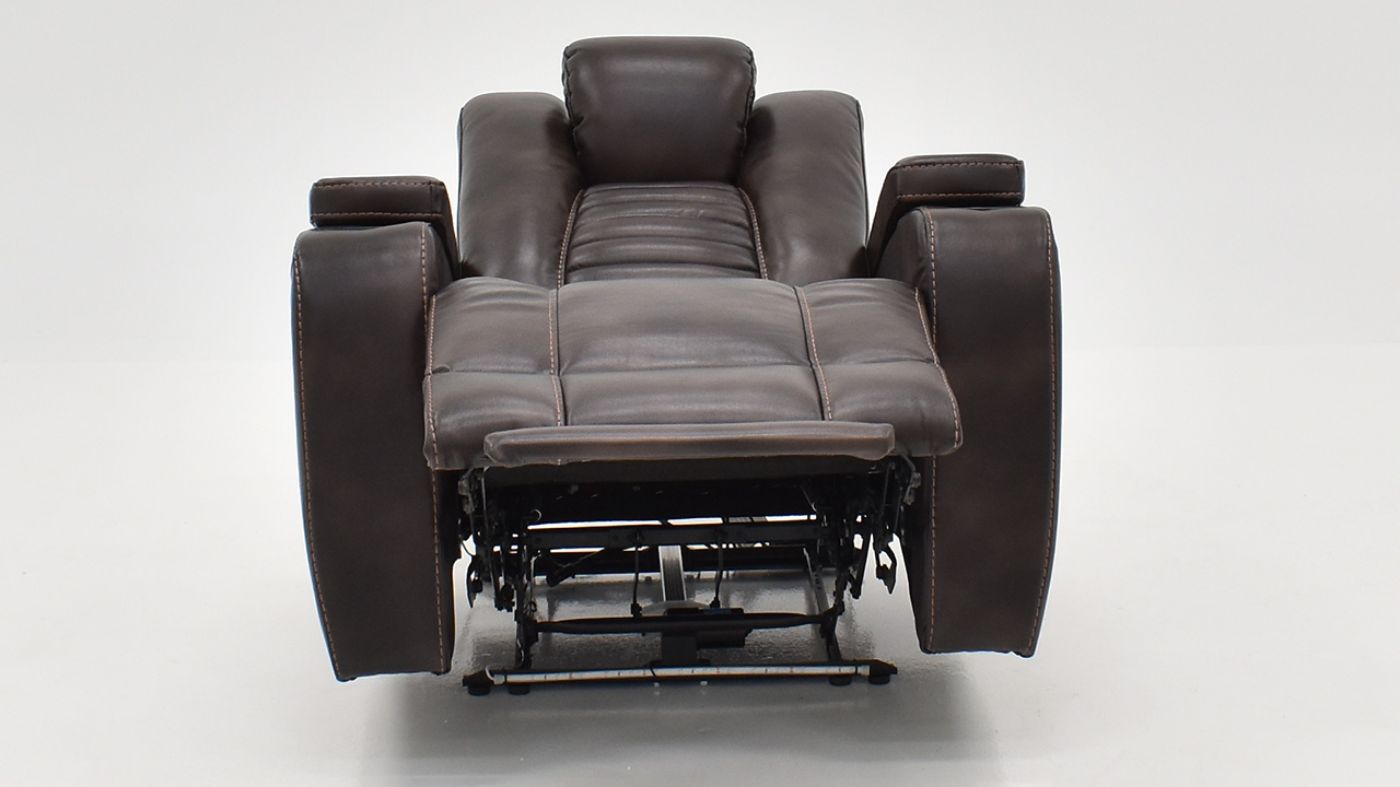 View of the Milan POWER Recliner with Lights in Brown by Man Wah | Home Furniture Plus Bedding