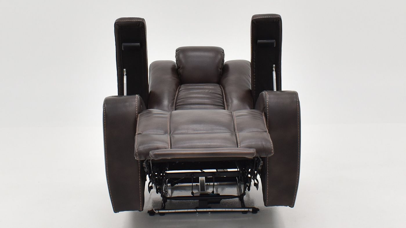 View of the Milan POWER Recliner with Lights in Brown by Man Wah | Home Furniture Plus Bedding